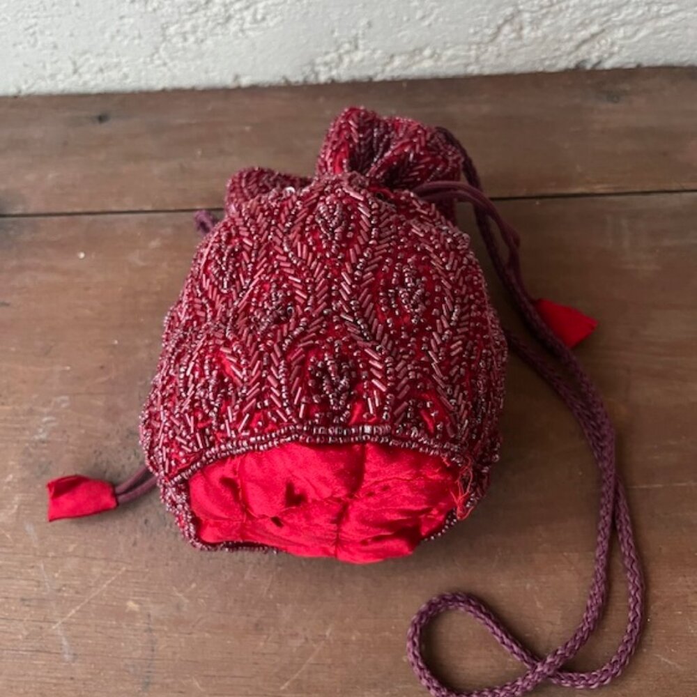 Vintage Beaded Drawstring Evening Bag - Picture 3 of 3